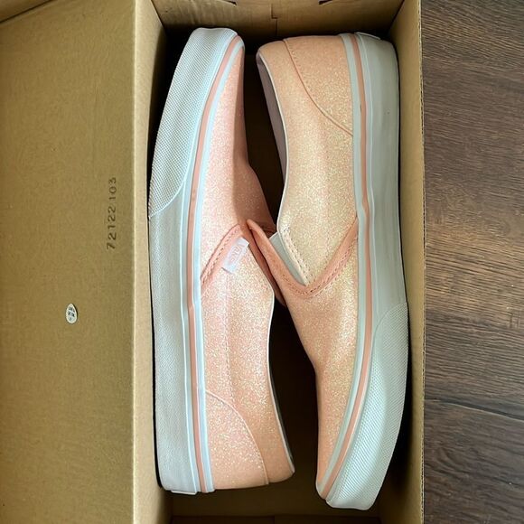 Vans classic slip on glitter Apricot nectar junior size 7/women size 8.5 - Picture 2 of 6